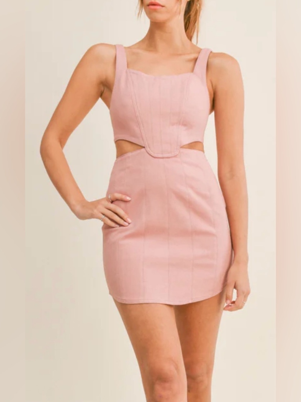 NEW Mable Women’s Dakota Cutout Dusty Rose Denim Mini Dress Size M